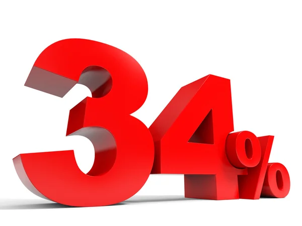 Red thirty four percent off. Discount 34. — Stock Photo, Image
