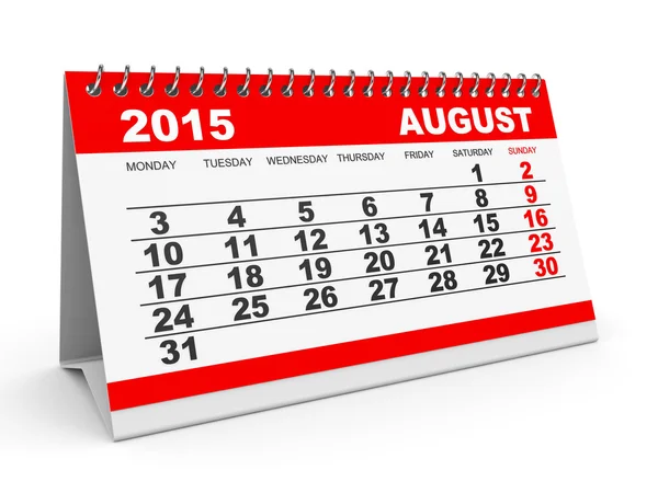 Calendario agosto 2015 . — Foto de Stock