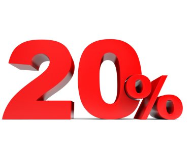 Kırmızı yirmi yüzde. 20 indirim.
