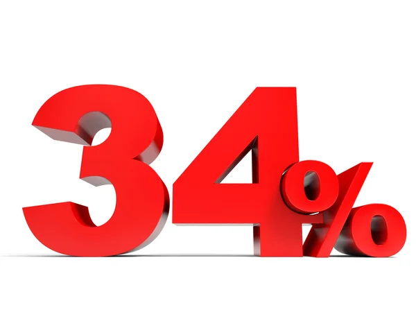 Red thirty four percent off. Discount 34. — Stock Photo, Image