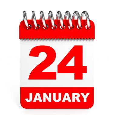 Takvim beyaz arka plan üzerinde. 24 Ocak.