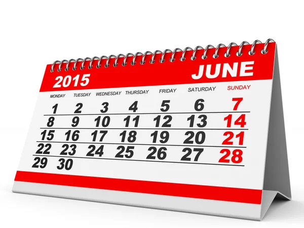 Calendario Junio 2015 . — Foto de Stock