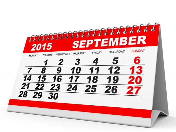 Calendar September 2015. — Stock Photo, Image