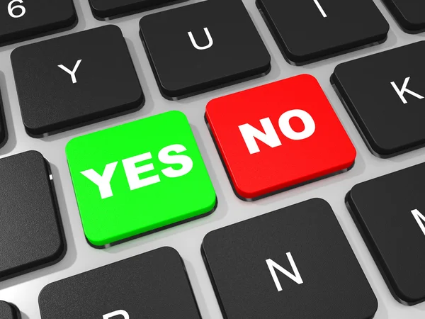 YES and NO key on keyboard of laptop computer. — Stock Photo, Image