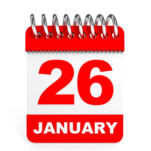 Kalendář na bílém pozadí. 26. ledna. — Stock fotografie