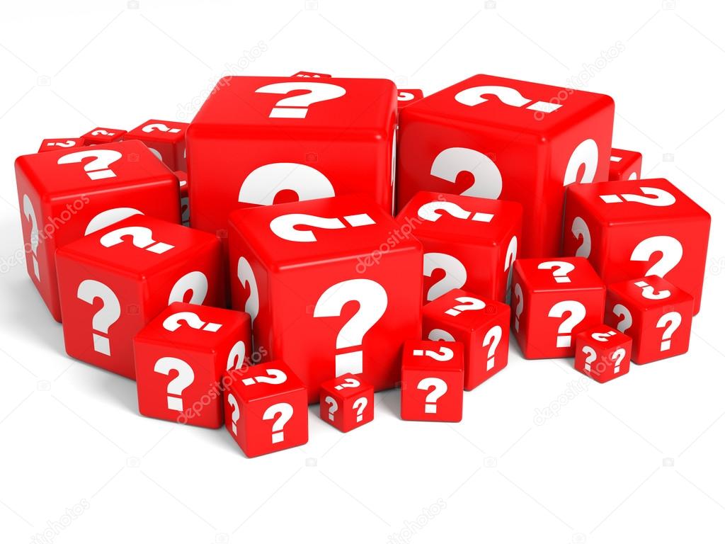 Cubes with question sign.