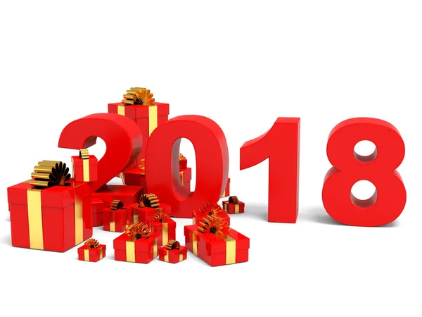 Happy new year 2018 and gifts. — Stock Photo, Image