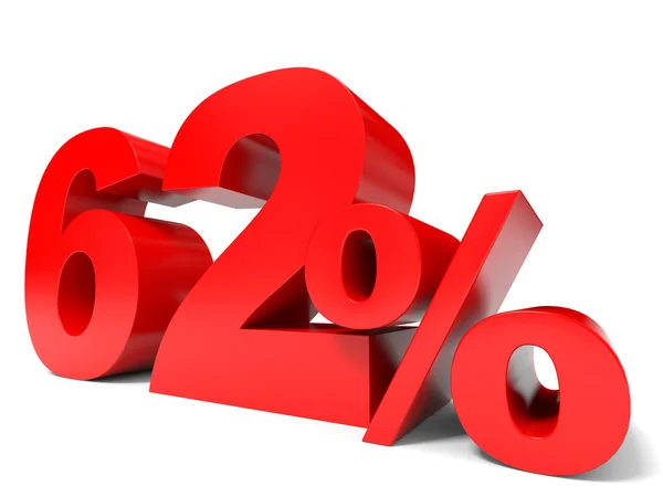 Red sixty two percent off. Discount 62. — Stock Photo, Image