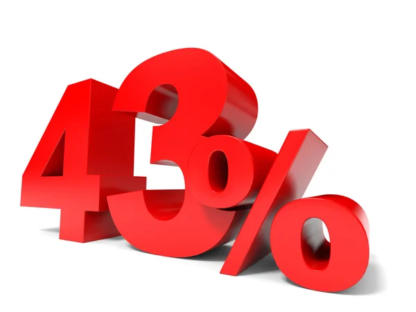 Red forty three percent off. Discount 43. — Stock Photo, Image