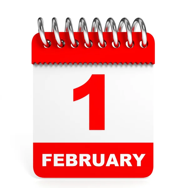Calendar on white background. 1 February. — Stock Photo, Image