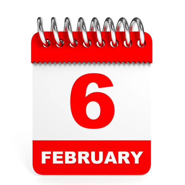 Calendar on white background. 6 February. — Stock Photo, Image