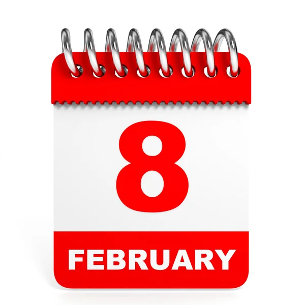 Calendar on white background. 8 February. — Stock Photo, Image