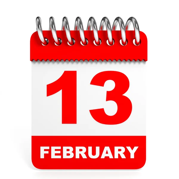 Calendar on white background. 13 February. — Stock Photo, Image