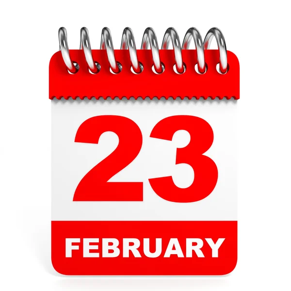 Kalender auf weißem Hintergrund. 23. Februar. — Stockfoto