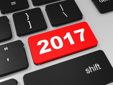 2017 yeni yıl anahtar üstünde klavye.