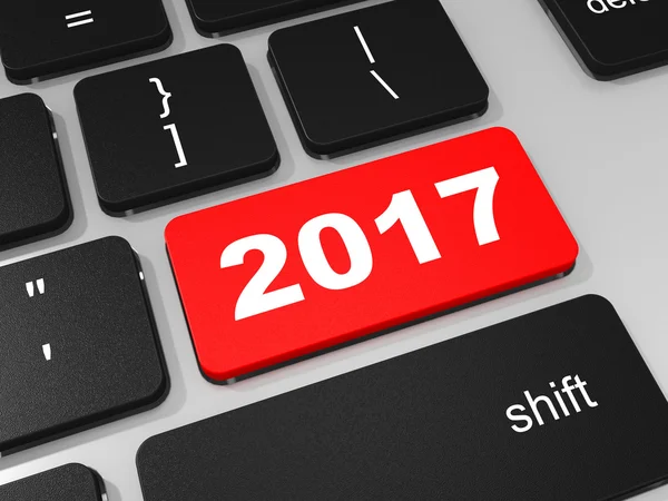 2017 new year key on keyboard. — Stock Photo, Image