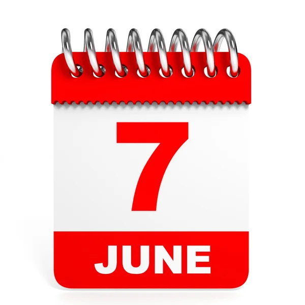 Calendar on white background. 7 June. — Stock Photo, Image