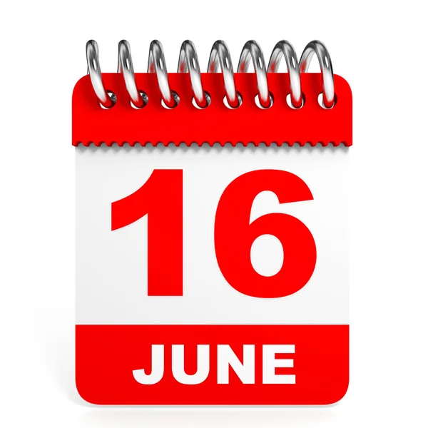 Calendar on white background. 16 June. — Stock Photo, Image