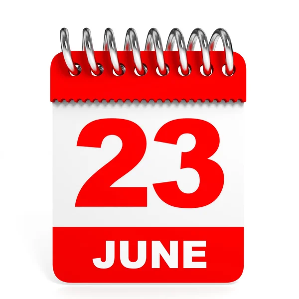 Calendar on white background. 23 June. — Stock Photo, Image