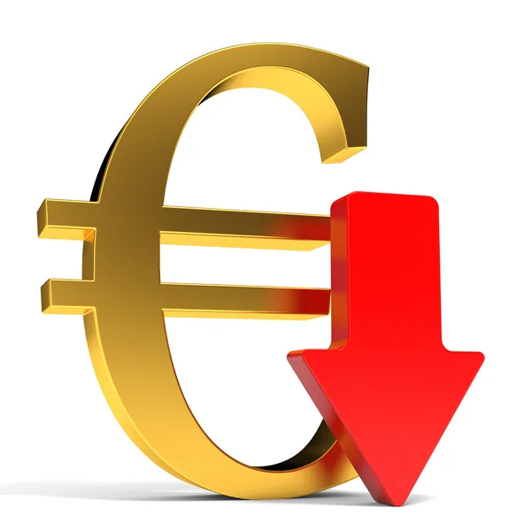 Euro valt. Pijl — Stockfoto