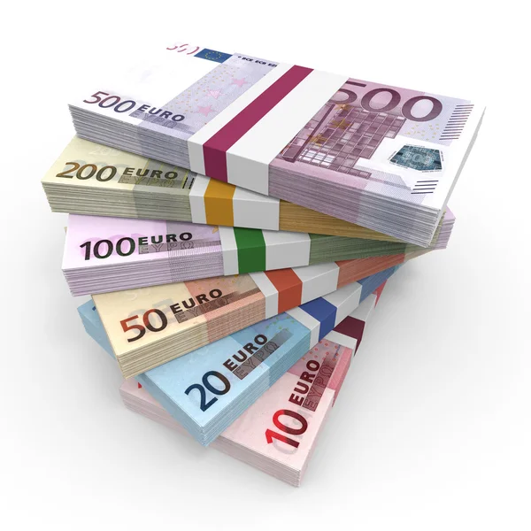 Des piles d'argent d'euros . — Photo