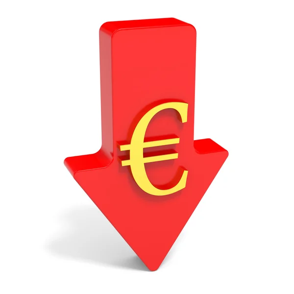 Euro falls. Arrow — Stock Photo, Image