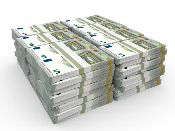 Stacks of money. Five euros. — Stock Photo, Image