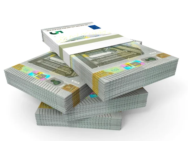 Stacks of money. Five euros. — Stock Photo, Image