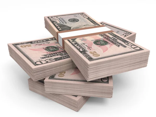 Stacks of money.  Fifty dollars. — Stock Photo, Image