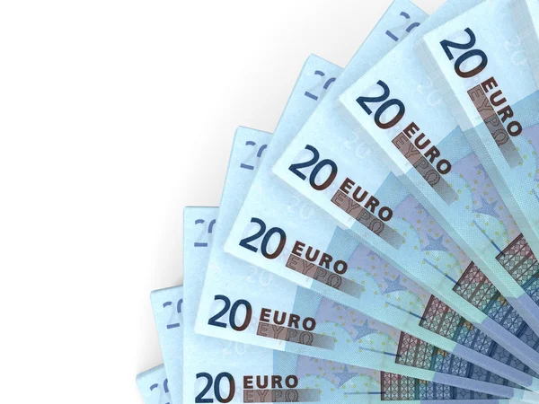 Money fan. Twenty euros. — Stock Photo, Image