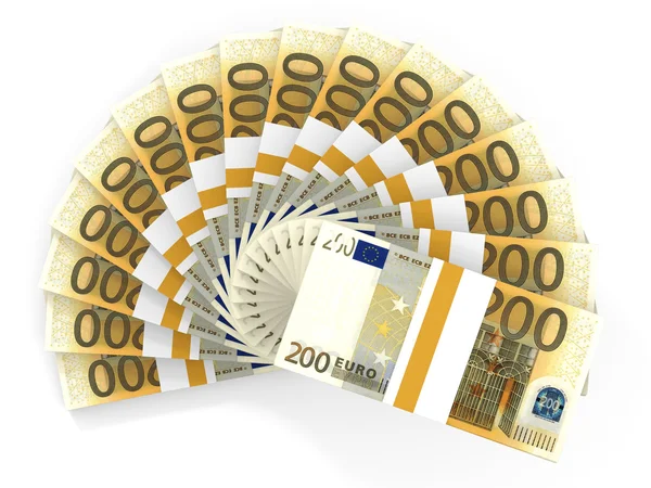 Peníze ventilátor. Dvě stě EUR. — Stock fotografie