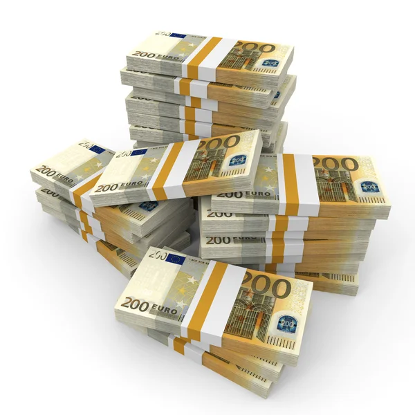 Stacks of money. Two hundred euros. — Stock Photo, Image