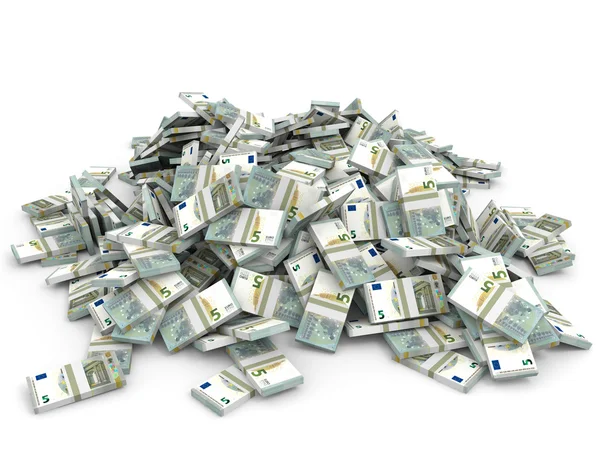 Money heap. Five euros. — Stock Photo, Image