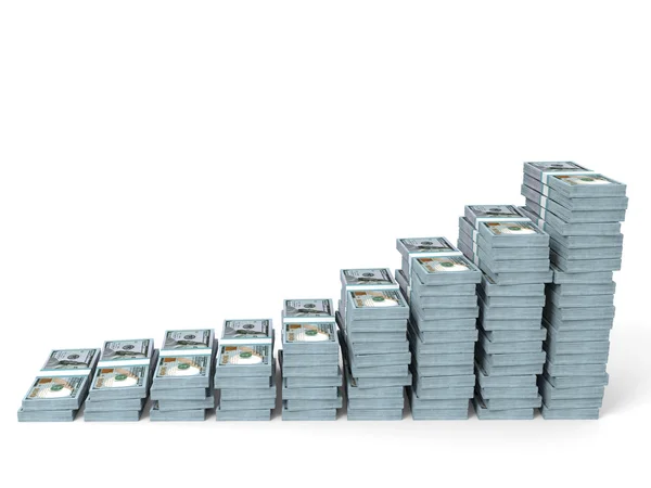 Money stacks graph. New one hundred dollars. — Stock Photo, Image
