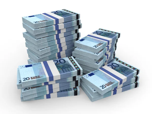 Stacks of money. Twenty euros. — Stock Photo, Image