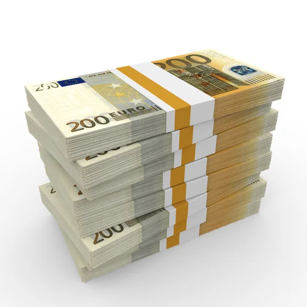 Stacks of money. Two hundred euros. — Stock Photo, Image