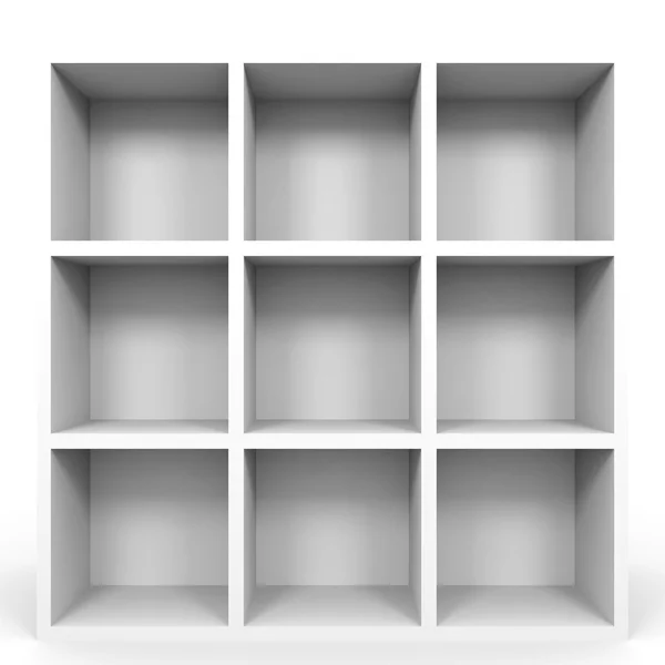 Empty bookshelf on white. — Stock Photo, Image