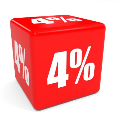 3D kırmızı satış küp. yüzde 4 indirim.