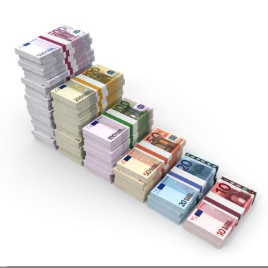 Para yığınları grafiği. Euro banka notları.