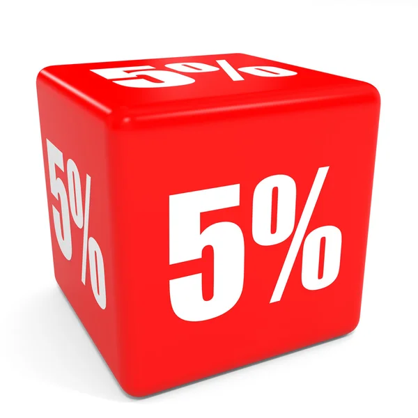 Cubo de venta rojo 3D. 5 por ciento de descuento . — Foto de Stock