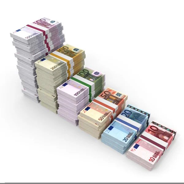 Graphique des piles d'argent. Billets de banque en euros . — Photo