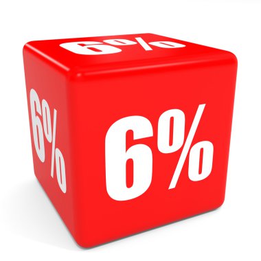 3D kırmızı satış küp. yüzde 6 indirim.