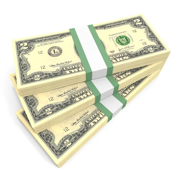 Stacks of money. Two dollars. — Stock Photo, Image