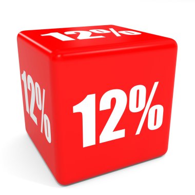 3D kırmızı satış küp. yüzde 12 indirim.