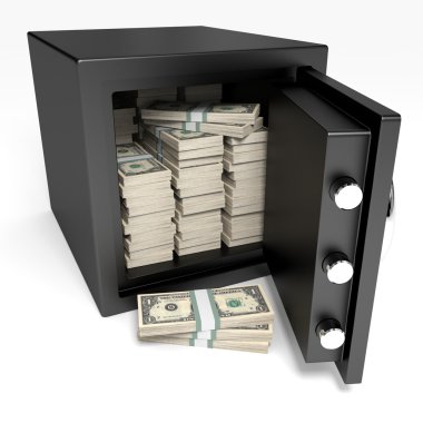 Banka notları ile güvenli açıldı. Bir dolar. 
