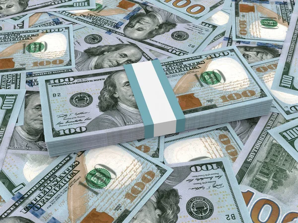 Pakiet nowe sto dolarów banknotów na tle. — Zdjęcie stockowe