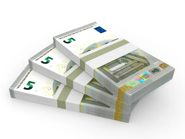 Stosy pieniędzy. Pięć euro. — Zdjęcie stockowe