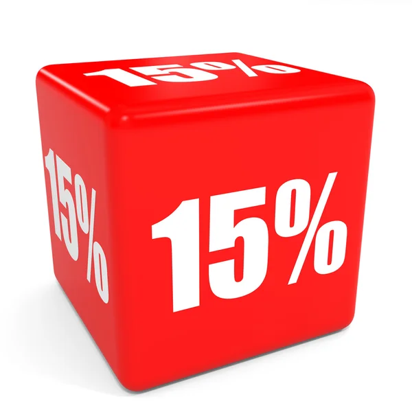 3D cubo di vendita rosso. Sconto del 15% . — Foto Stock