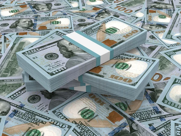 Stacks of money. New one hundred dollars. — Stock Photo, Image