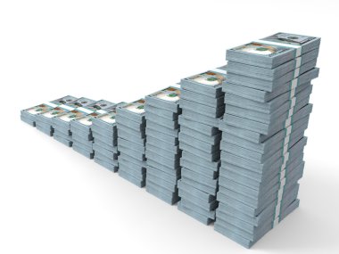 Para yığınları grafiği. Yeni yüz dolar.